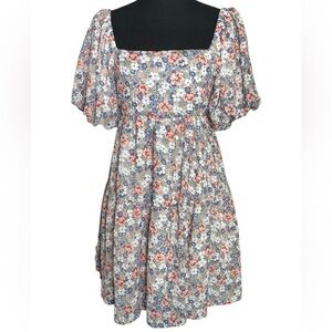 MinkPink Floral Mini Dress Size Small Puff Sleeve